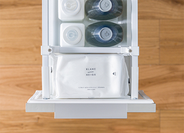 經常使用的濕巾等清潔用品也可以整齊收納